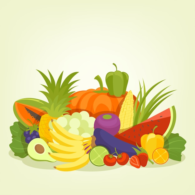 背景スタイルの果物と野菜