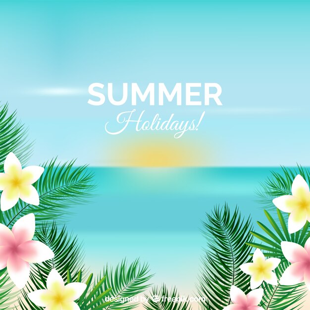 Background of summer with beach view in realistic style