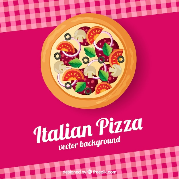 Free vector background tablecloth and pizza