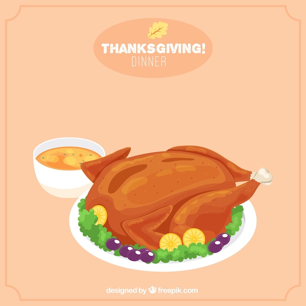 Free vector background of tasty thanksgiving dinner