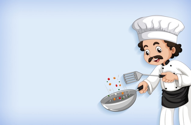 Background template design with happy chef cooking