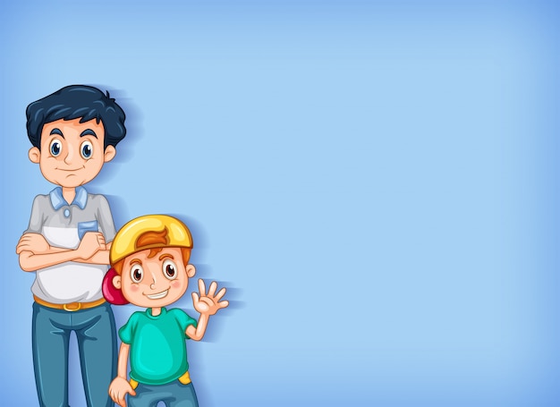 Background template design with happy man and boy
