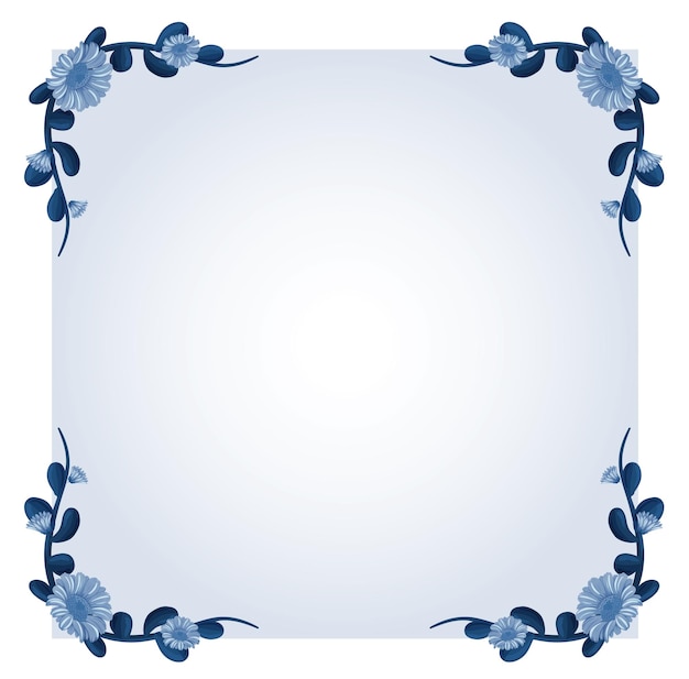 Free vector background template with blue flowers