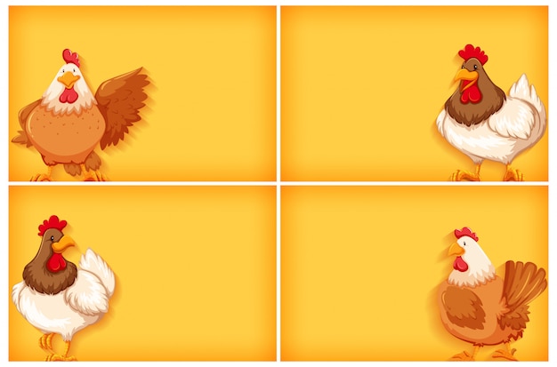 Background template with plain color and chickens