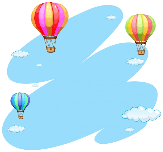 Free vector background template with three balloons in sky