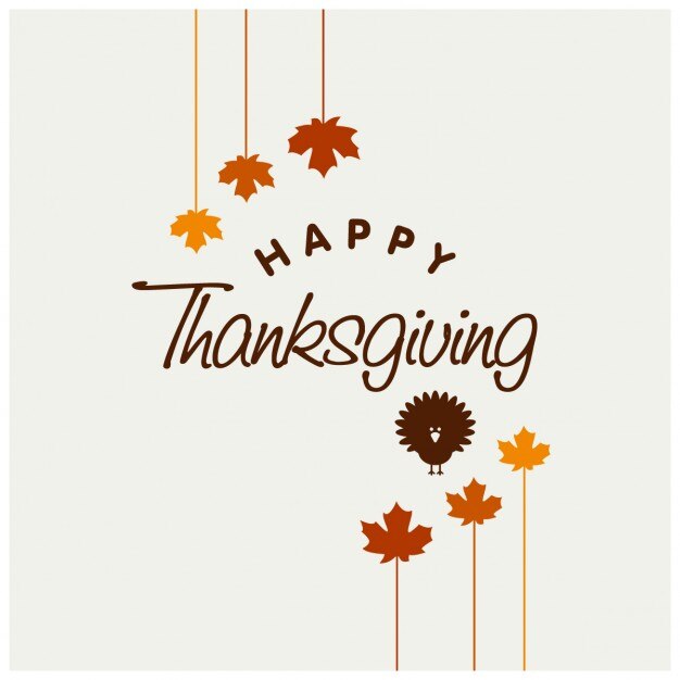 Free vector background for thanksgiving day with lettering and leaves