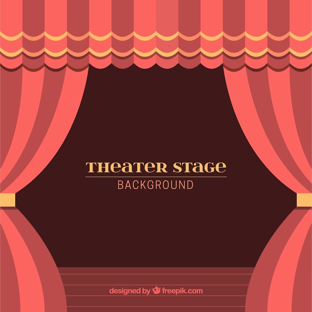 Background of theater stage with curtains in red tones