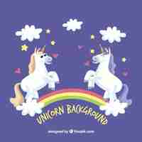 Free vector background of unicorns in love