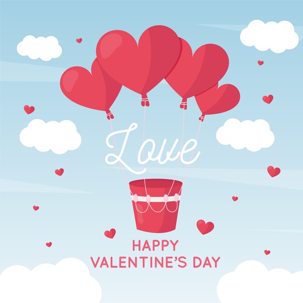 Background valentine's day hot air heart balloons