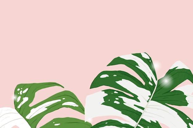 Vettore gratuito illustrazione botanica della pianta variegata di monstera di vettore del fondo