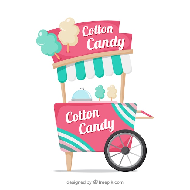 Free vector background of vintage cotton candy cart