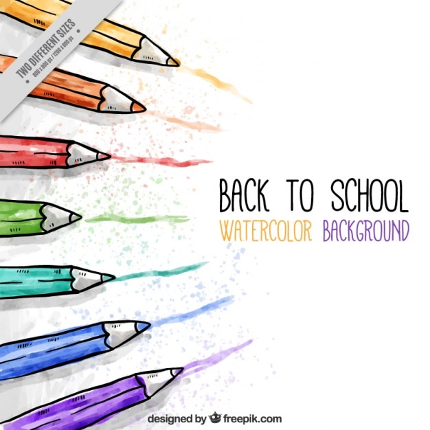 Free vector background of watercolor colored pencils