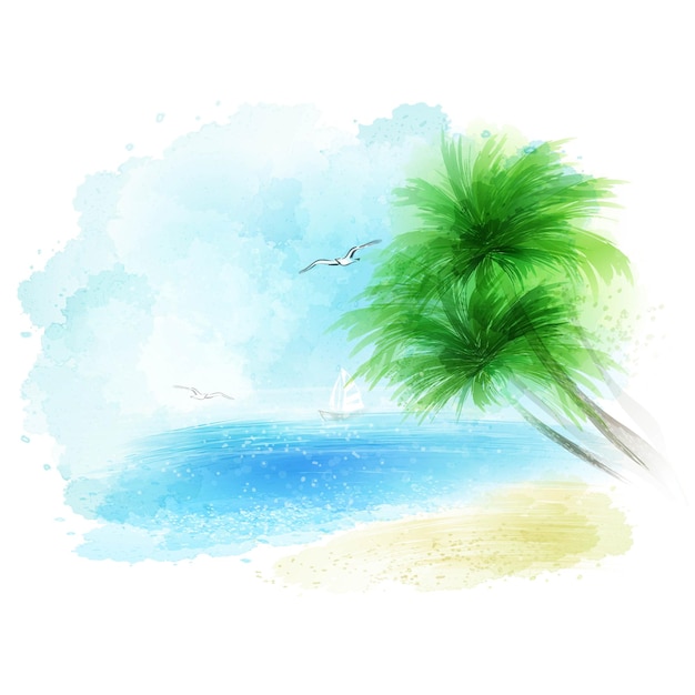 Free vector background of a watercolor seascape