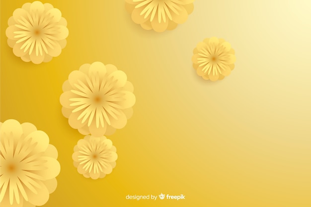 Background with 3d golden flowers, islamic design