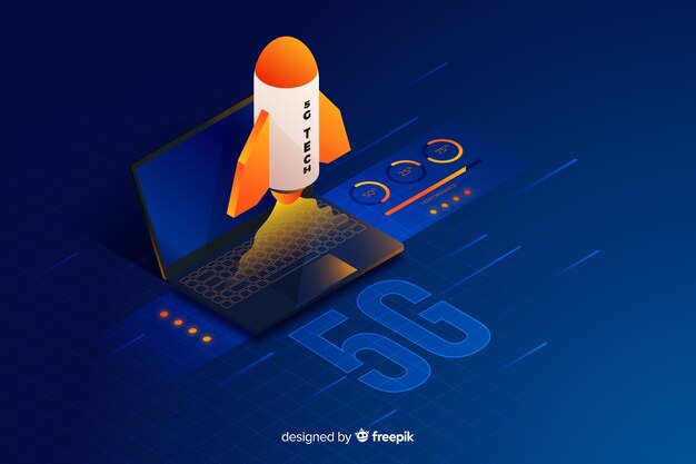 5g 개념 아이소 메트릭 디자인 배경