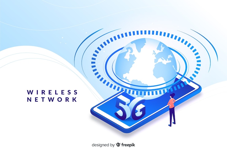 Free Vector background with 5g isometric concept