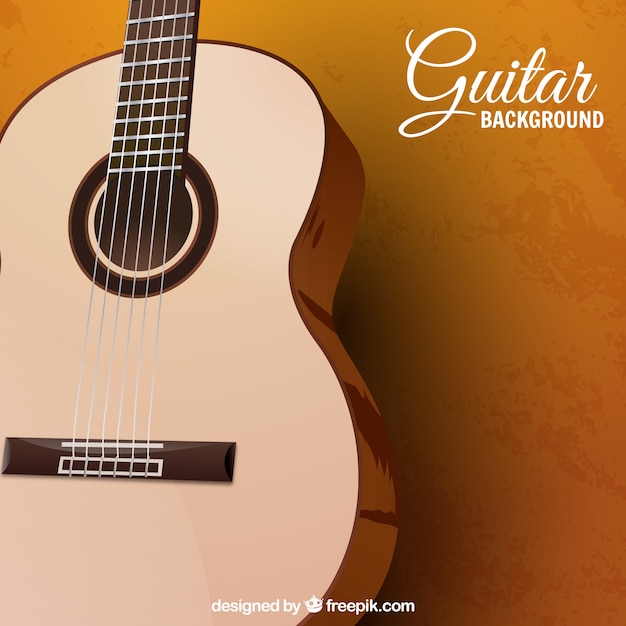 Vettore gratuito sfondo con la chitarra acustica in design realistico