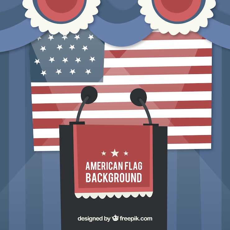 Free Vector background with american flag and lectern