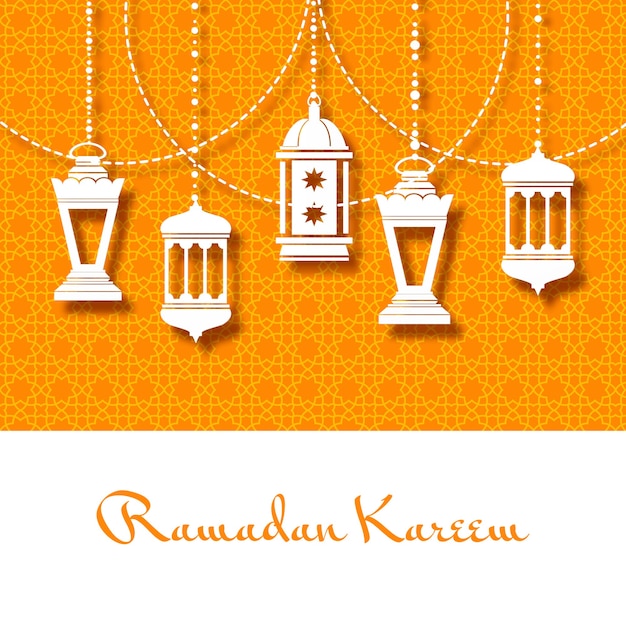 Free vector background with arabic lanterns for ramadan kareem