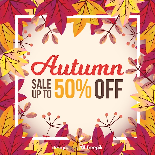 Free vector background with autumn leaf