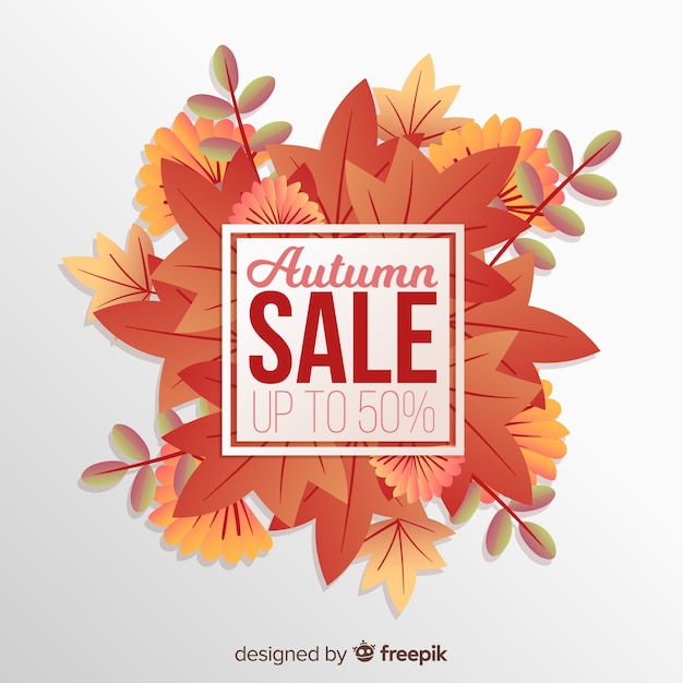 Free vector background with autumn leaf