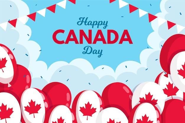 Free vector background with balloons for canada day