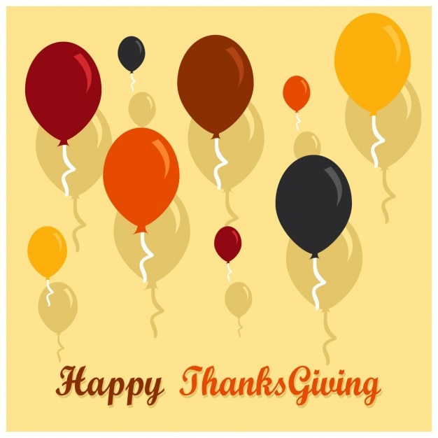 Бесплатное векторное изображение Счастливый текст благодарения с воздушного шара