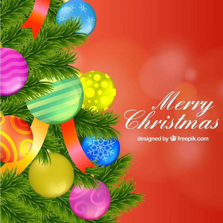 मुफ़्त वेक्टर background with baubles on a christmas tree