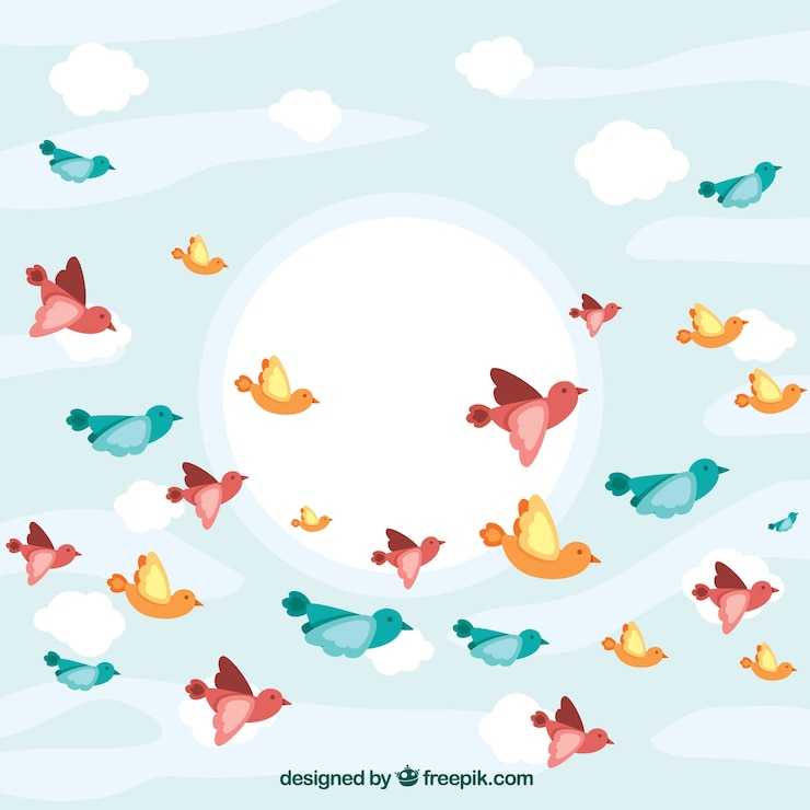 無料Vector 異なる色の鳥の背景