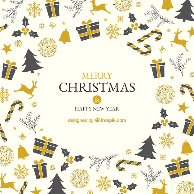 Background with black and golden christmas elements