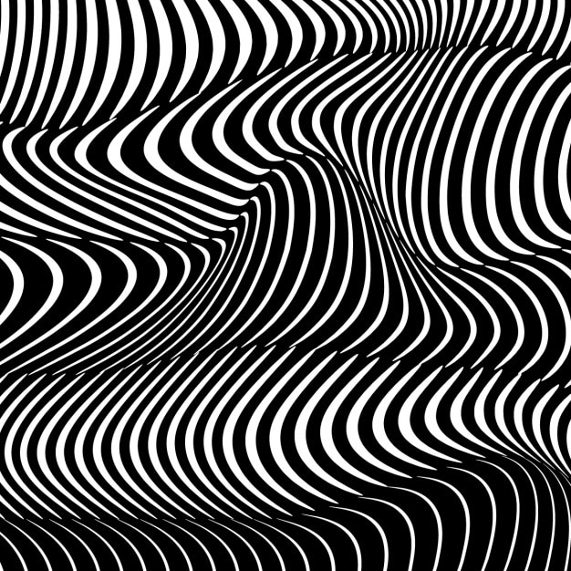 Effetto 3d strisce ondulate in bianco e nero animali astratti zebra background