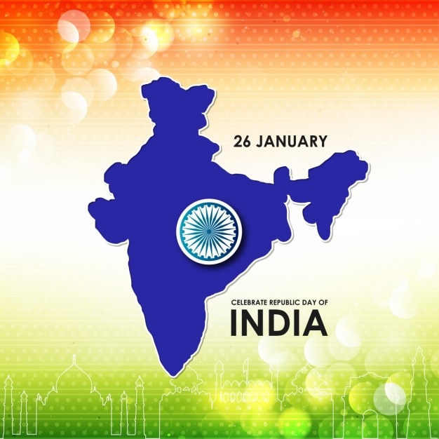 Background with a blue map, republic day of india