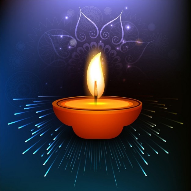 Free vector background with a candle for diwali