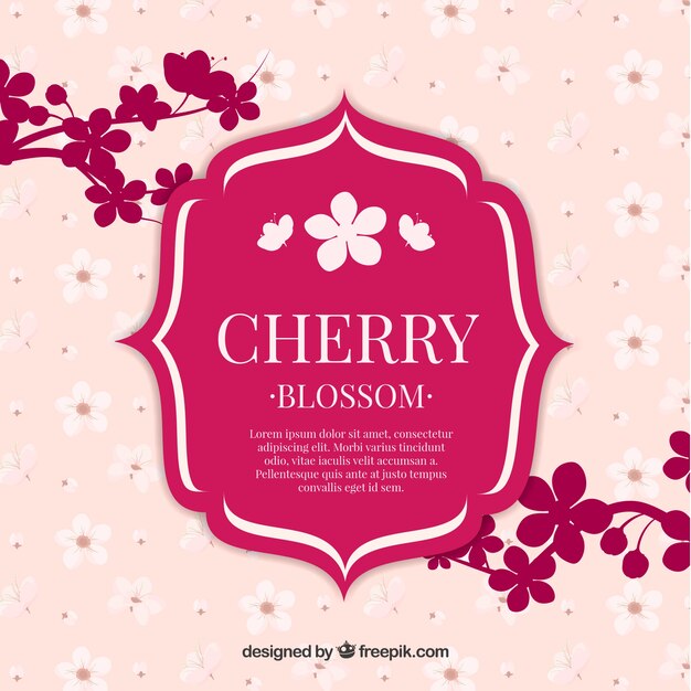 Background with cherry blossom in flat design