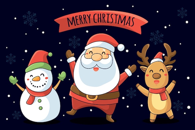 Free vector background with christmas theme characters