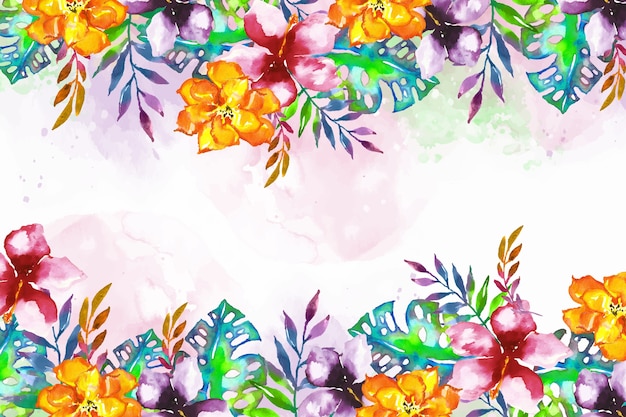 Free vector background with colorful exotic flowers