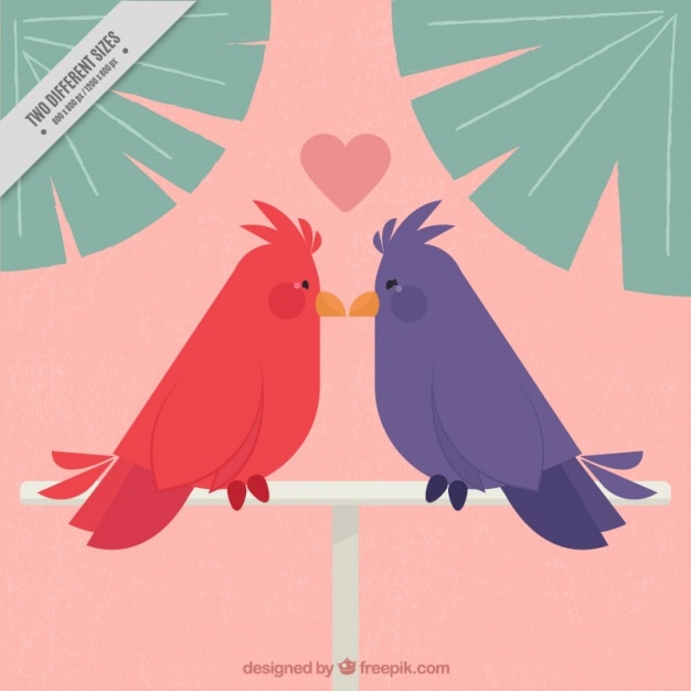 Free vector background with colorful loving birds