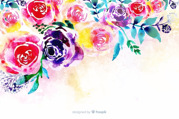 Background with colorful painted flowers