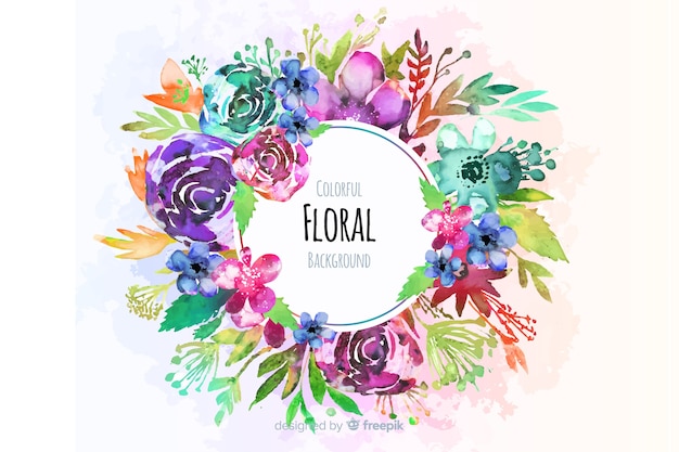 Free vector background with colorful painted flowers