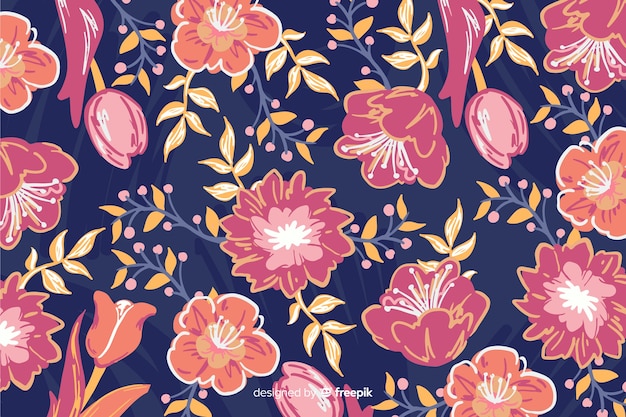 Free vector background with colorful painted flowers