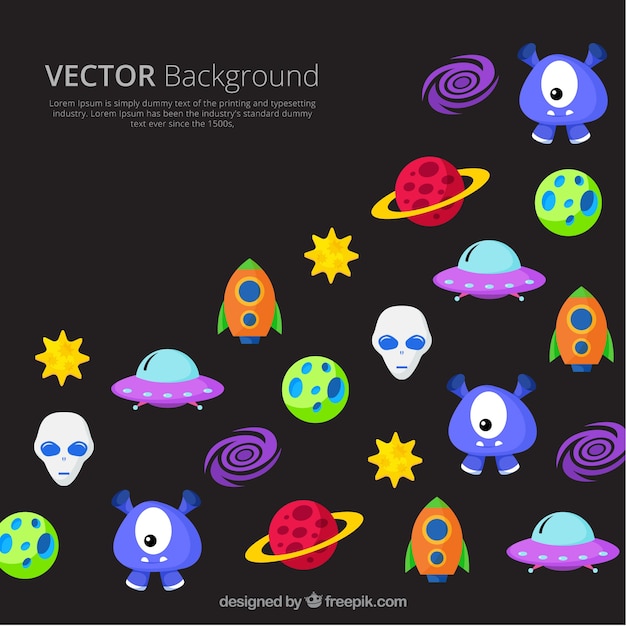 Free vector background with design elements and monsters
