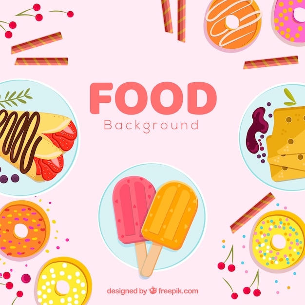 Free vector background with desserts