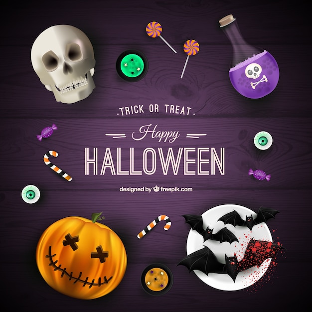 Background with different elements for halloween