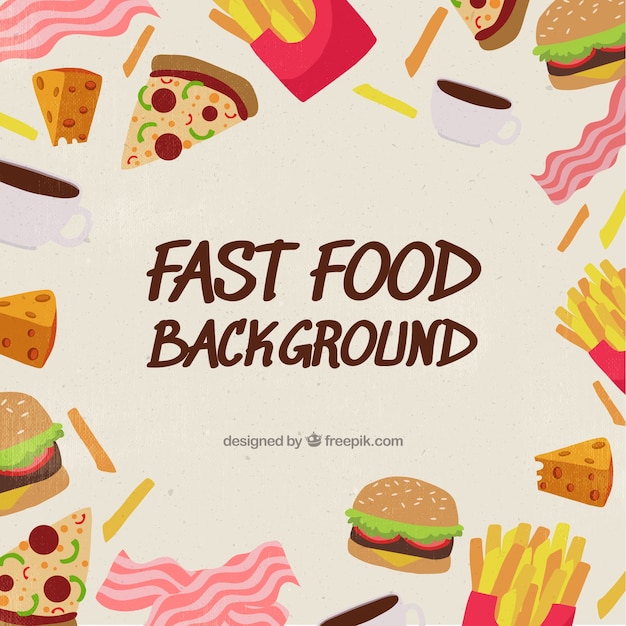 Free vector background with different fast food