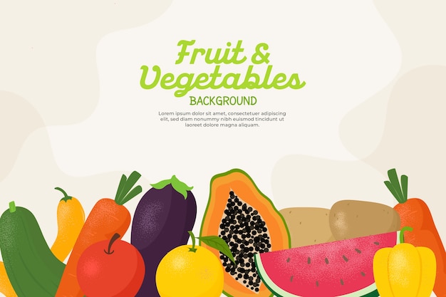 Free vector background with different vegetables and fruit