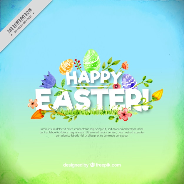 Free vector background with easter eggs and watercolor flowers