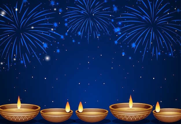 Free vector background with fireworks and candle lights