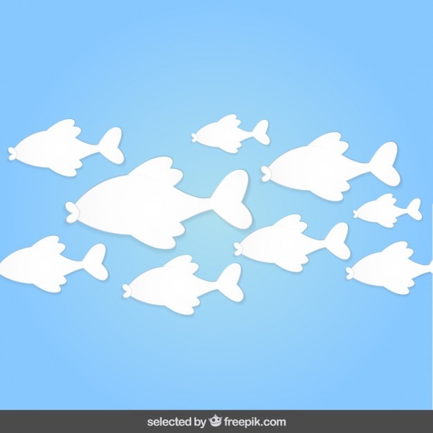 Бесплатное векторное изображение Фон с силуэтами рыб