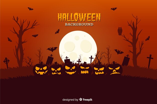 Background with flat design halloween theme