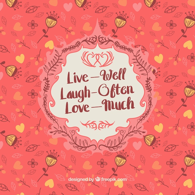 Free vector background with floral valentine's sketches